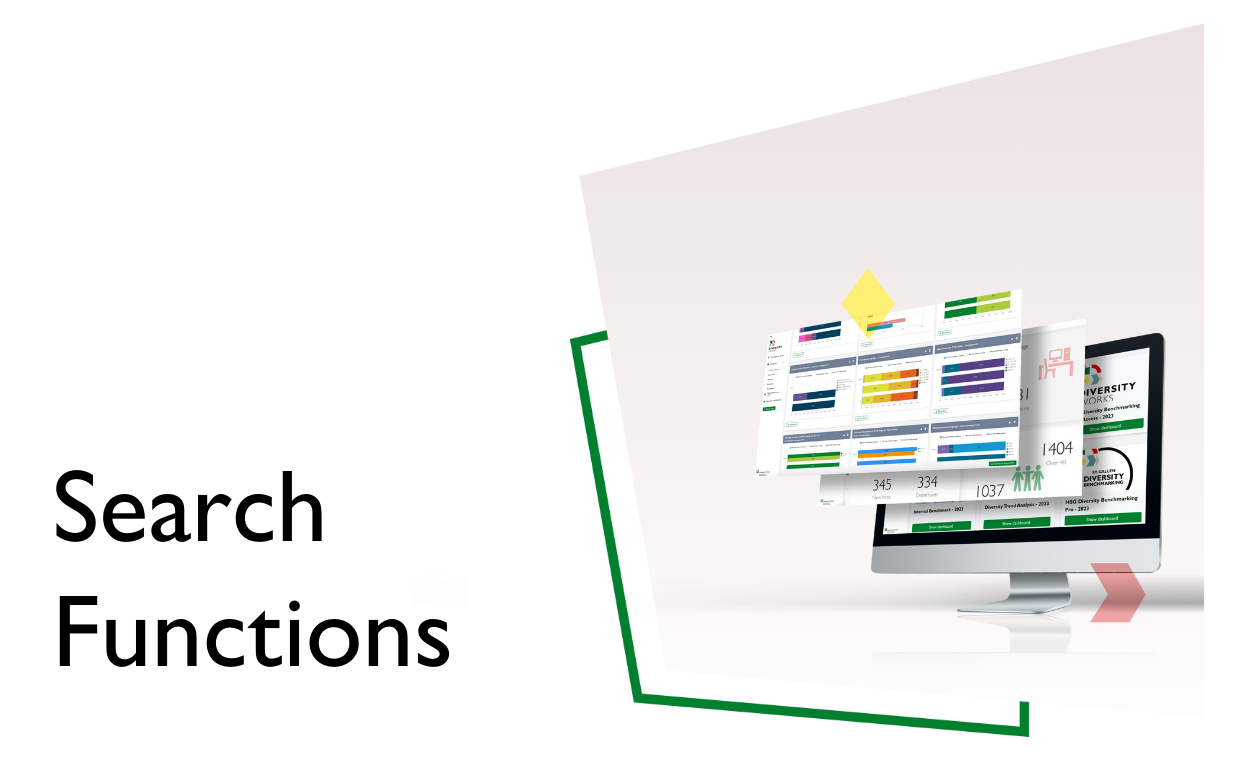 Screen shows search functions of Diversity Works for analysing diversity data, leading to a video with further details